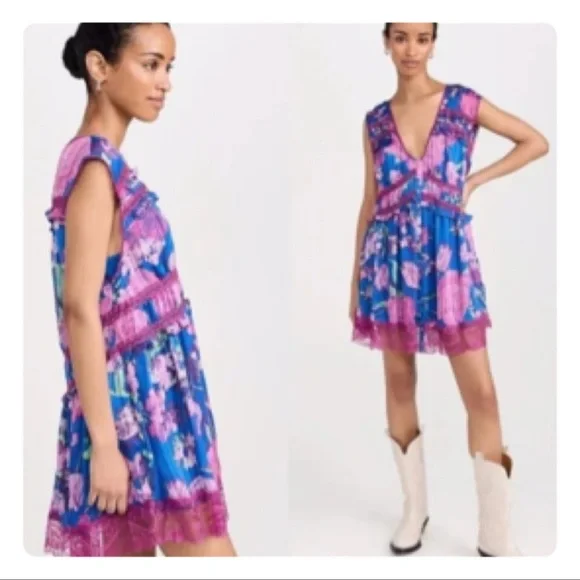 Free People SPRING FLING MINI DRESS SIZE LARGE - Picture 10 of 16